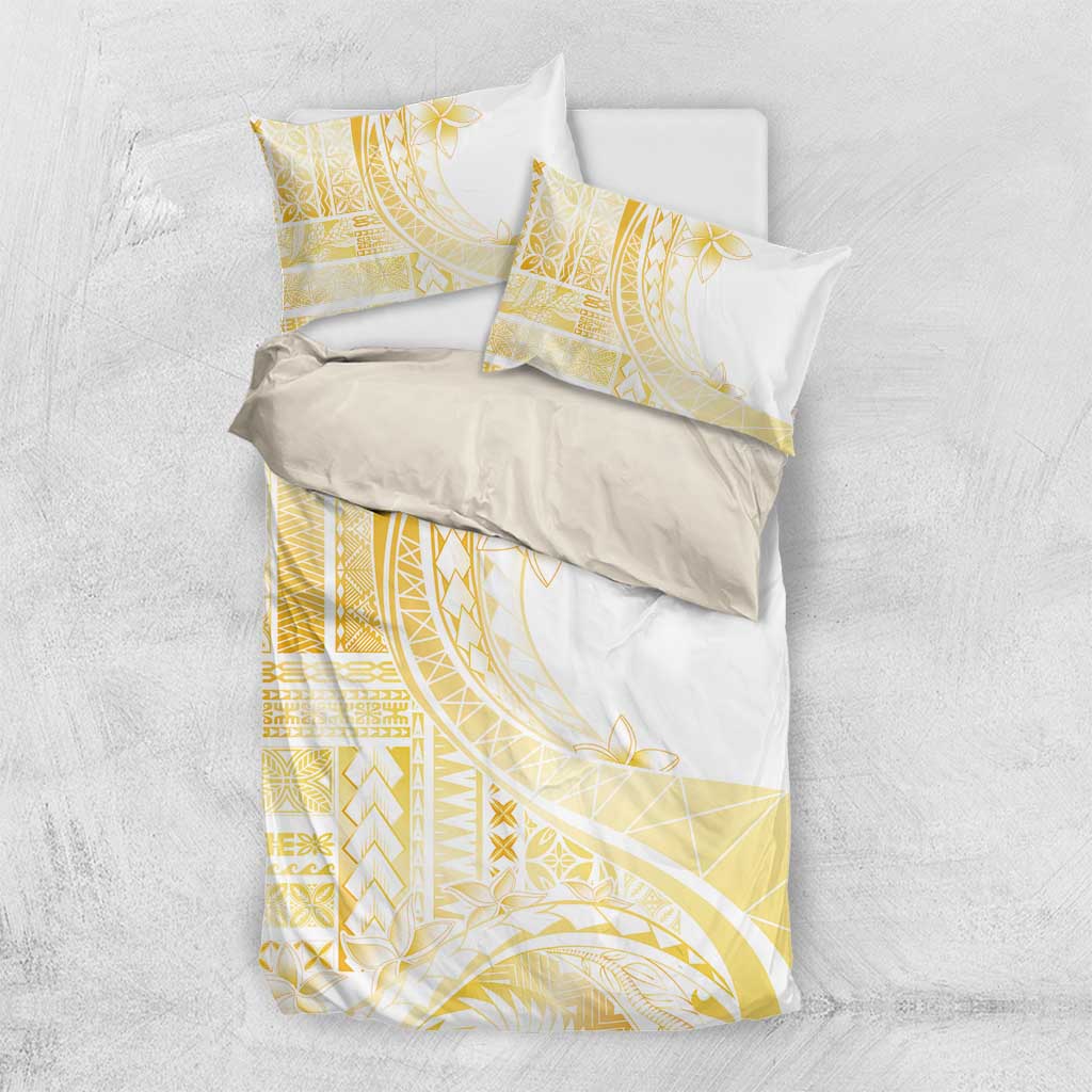 Samoa Siapo Mamanu Bedding Set Plumeria Fancy Gold Motifs LT7 US Twin 172cm x 218cm Gold - Polynesian Pride
