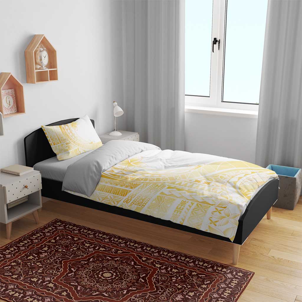 Samoa Siapo Mamanu Bedding Set Plumeria Fancy Gold Motifs LT7 - Polynesian Pride