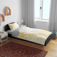 Samoa Siapo Mamanu Bedding Set Plumeria Fancy Gold Motifs LT7 - Polynesian Pride