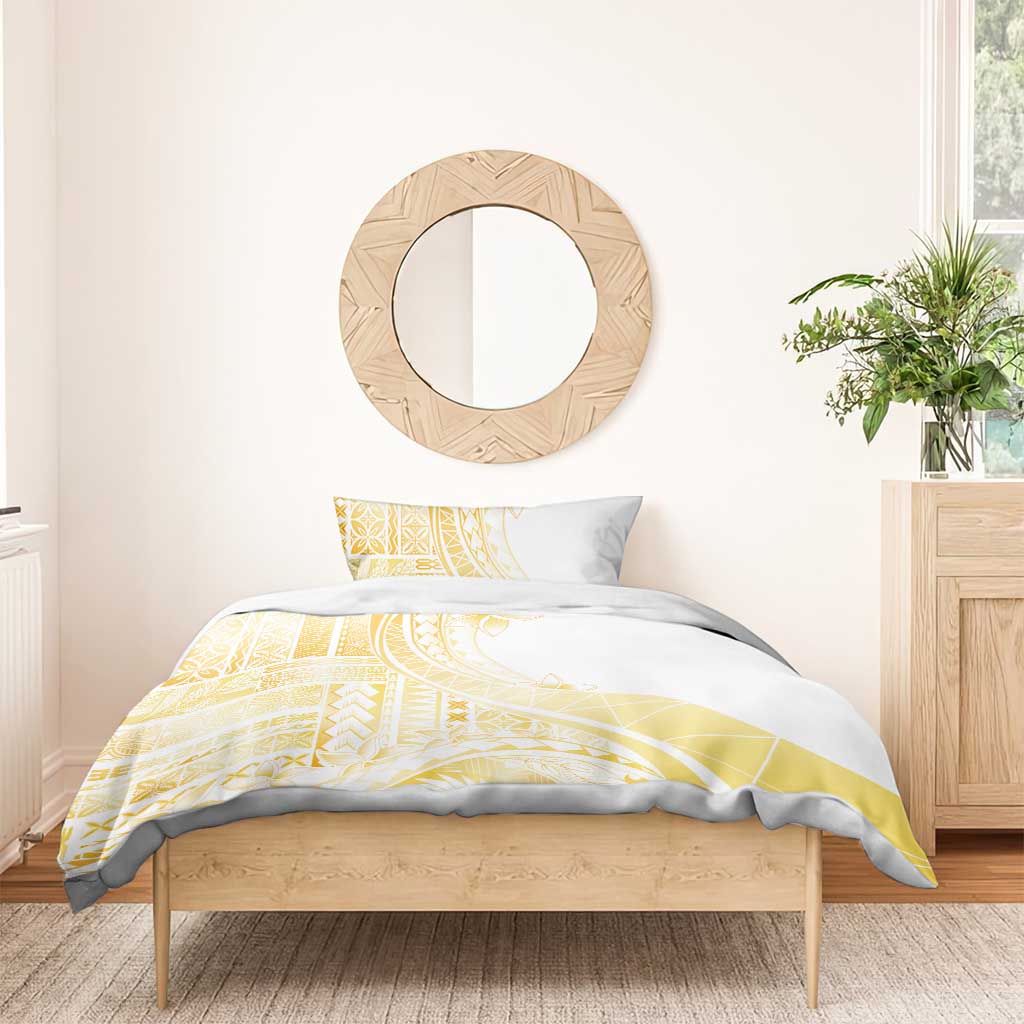Samoa Siapo Mamanu Bedding Set Plumeria Fancy Gold Motifs LT7 - Polynesian Pride