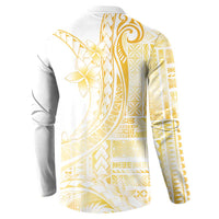 Samoa Siapo Mamanu Button Sweatshirt Plumeria Fancy Gold Motifs LT7 - Polynesian Pride