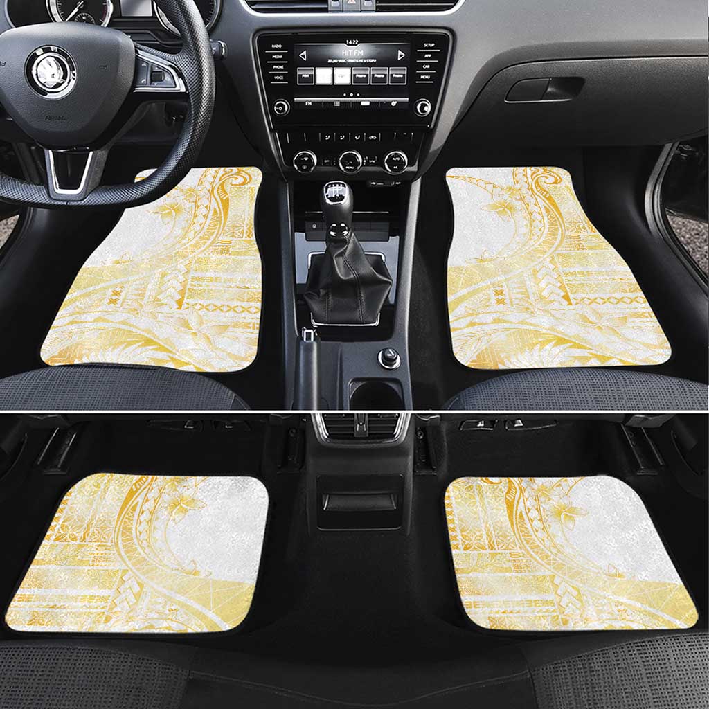 Samoa Siapo Mamanu Car Mats Plumeria Fancy Gold Motifs LT7 Set 4pcs Gold - Polynesian Pride