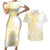 Samoa Siapo Mamanu Couples Matching Short Sleeve Bodycon Dress and Hawaiian Shirt Plumeria Fancy Gold Motifs