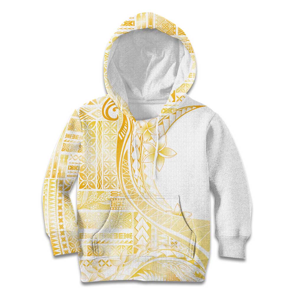 Samoa Siapo Mamanu Kid Hoodie Plumeria Fancy Gold Motifs LT7 Hoodie Gold - Polynesian Pride