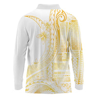 Samoa Siapo Mamanu Long Sleeve Polo Shirt Plumeria Fancy Gold Motifs LT7 - Polynesian Pride