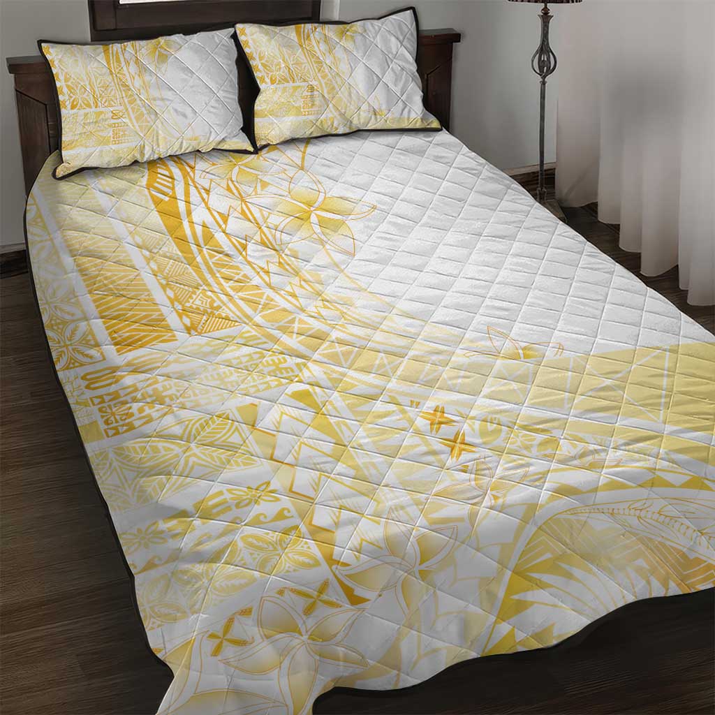 Samoa Siapo Mamanu Quilt Bed Set Plumeria Fancy Gold Motifs LT7 Gold - Polynesian Pride