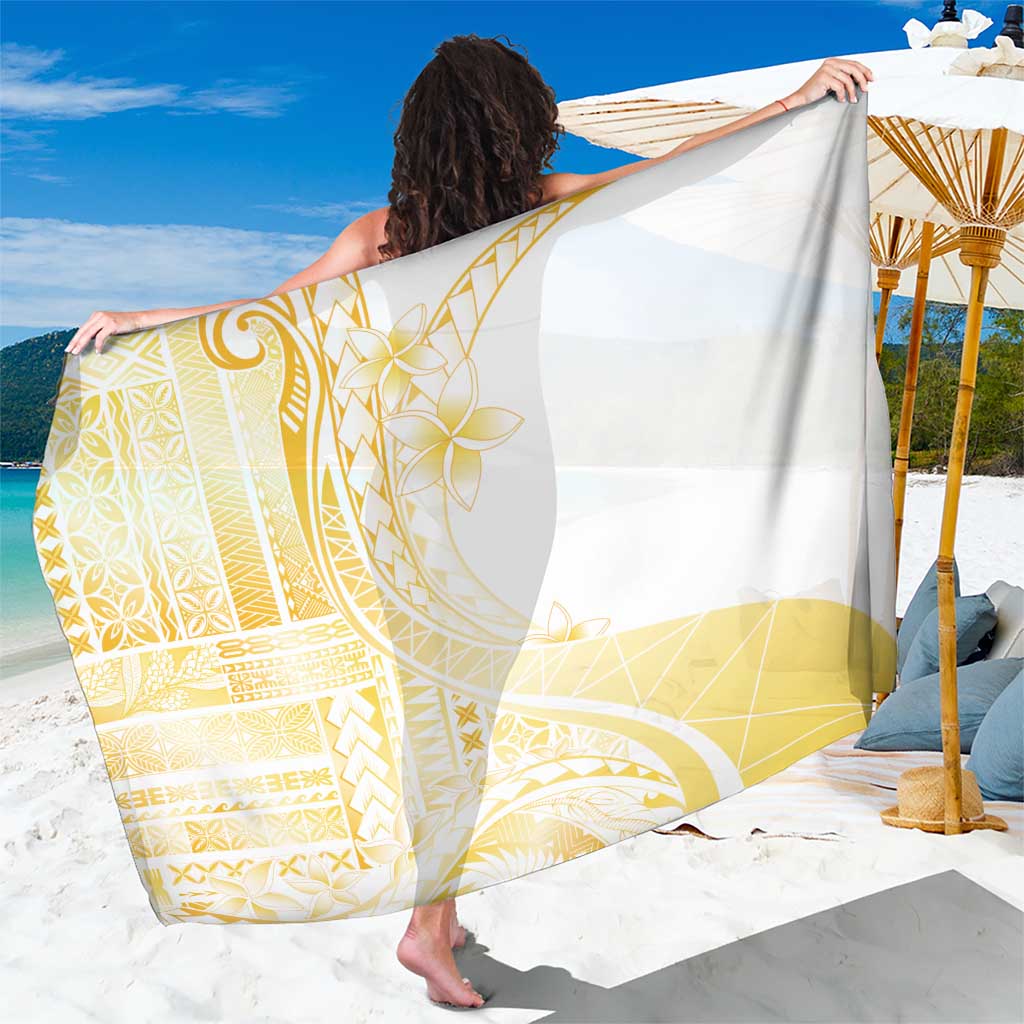 Samoa Siapo Mamanu Sarong Plumeria Fancy Gold Motifs LT7 One Size 44 x 66 inches Gold - Polynesian Pride