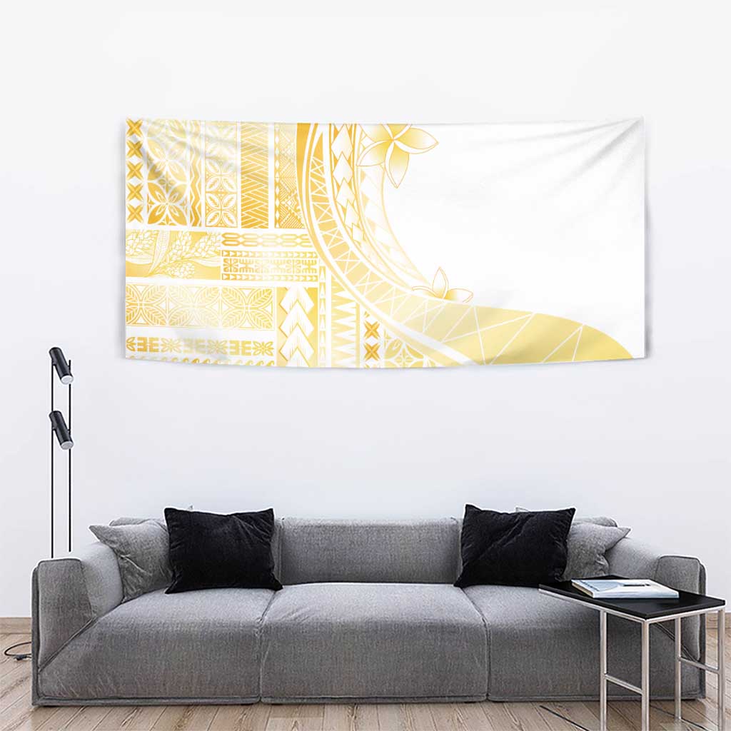 Samoa Siapo Mamanu Tapestry Plumeria Fancy Gold Motifs LT7 - Polynesian Pride