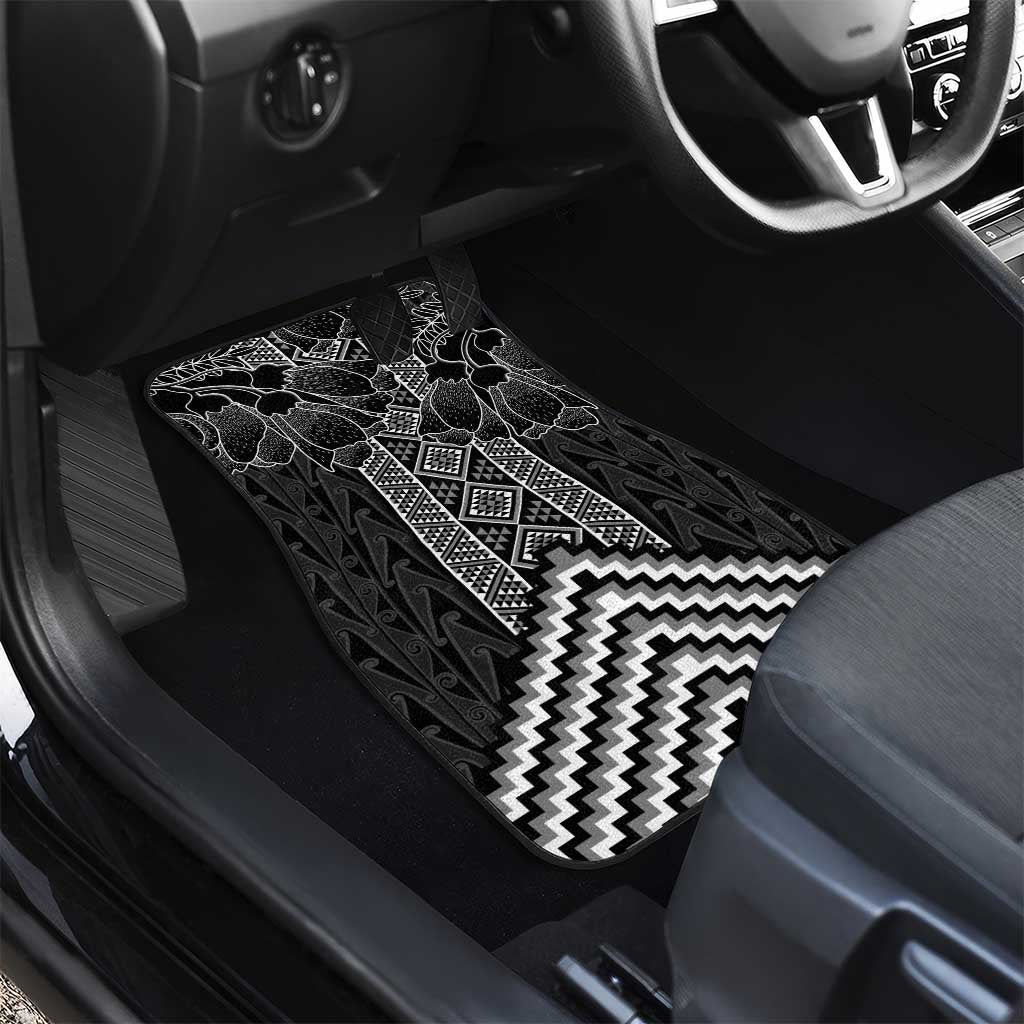 Aotearoa Taniko Pattern Car Mats Poutama Mix Kowhai Flowers LT7 - Polynesian Pride
