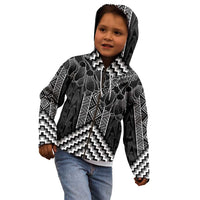 Aotearoa Taniko Pattern Kid Hoodie Poutama Mix Kowhai Flowers LT7 - Polynesian Pride