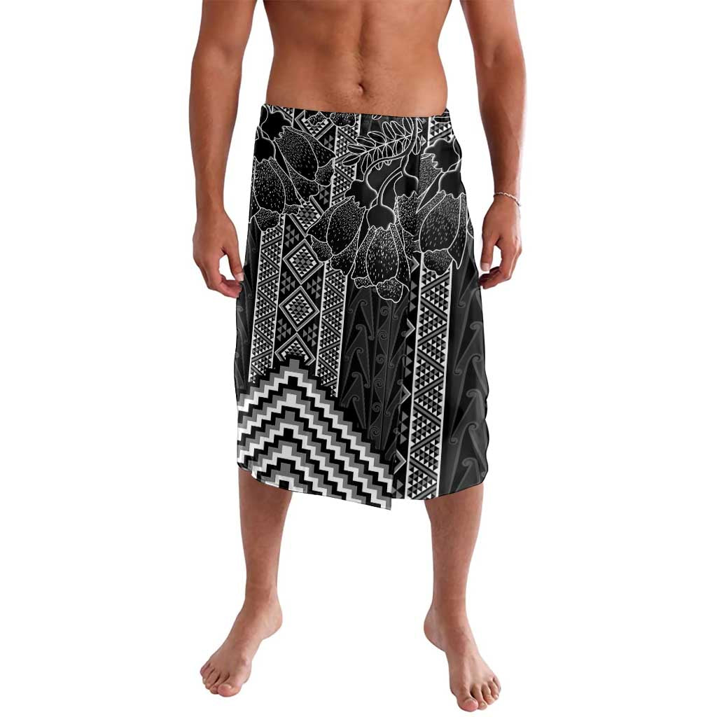 Aotearoa Taniko Pattern Lavalava Poutama Mix Kowhai Flowers LT7 Grey - Polynesian Pride