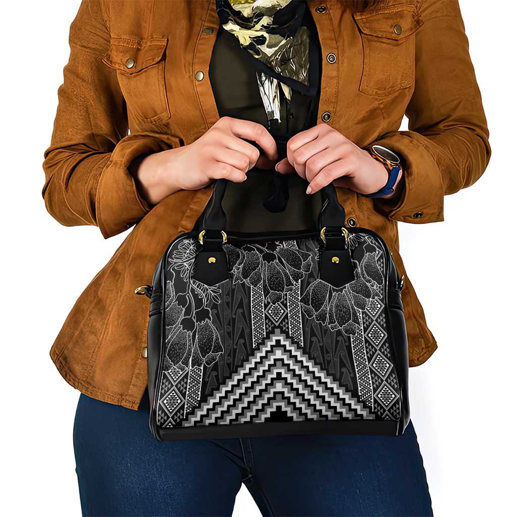 Aotearoa Taniko Pattern Shoulder Handbag Poutama Mix Kowhai Flowers LT7 - Polynesian Pride