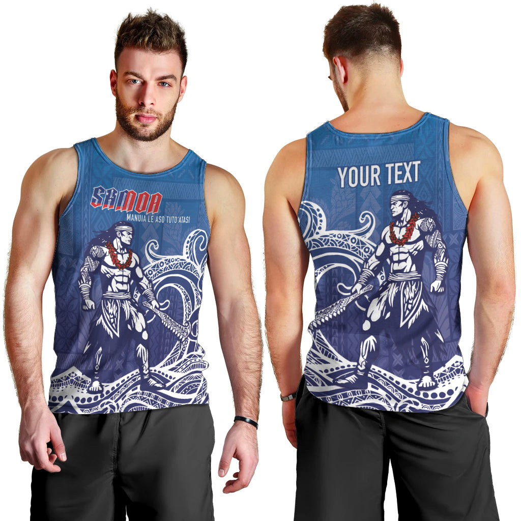 Samoa Manuia le Aso Tuto'atasi Siapo Motif Men Tank Top Warrior with Nifo Oti LT7 - Polynesian Pride
