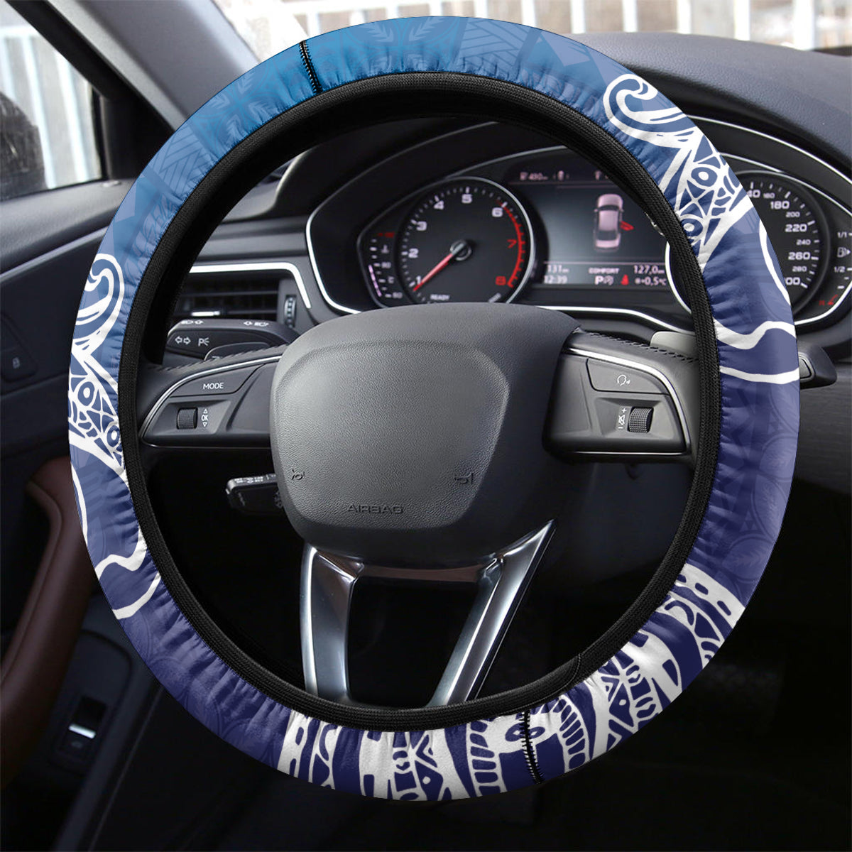 Samoa Manuia le Aso Tuto'atasi Siapo Motif Steering Wheel Cover Warrior with Nifo Oti LT7 - Polynesian Pride