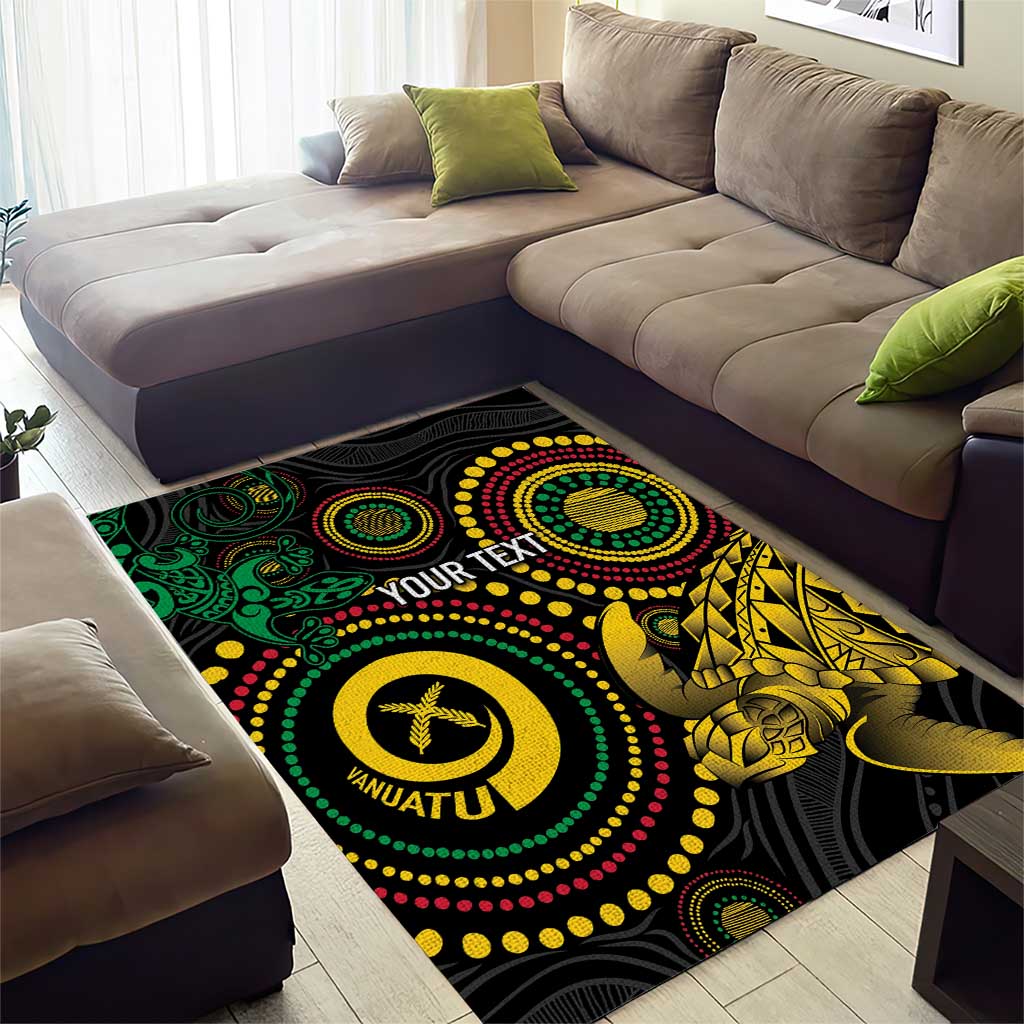 Vanuatu Personalized Aboriginal Arts Area Rug Turtle and Iguana Special LT7 - Polynesian Pride