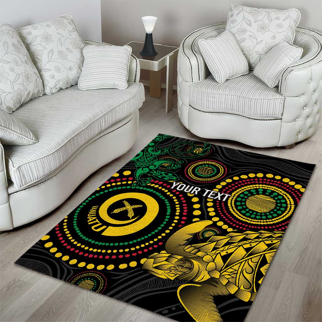 Vanuatu Personalized Aboriginal Arts Area Rug Turtle and Iguana Special LT7 - Polynesian Pride