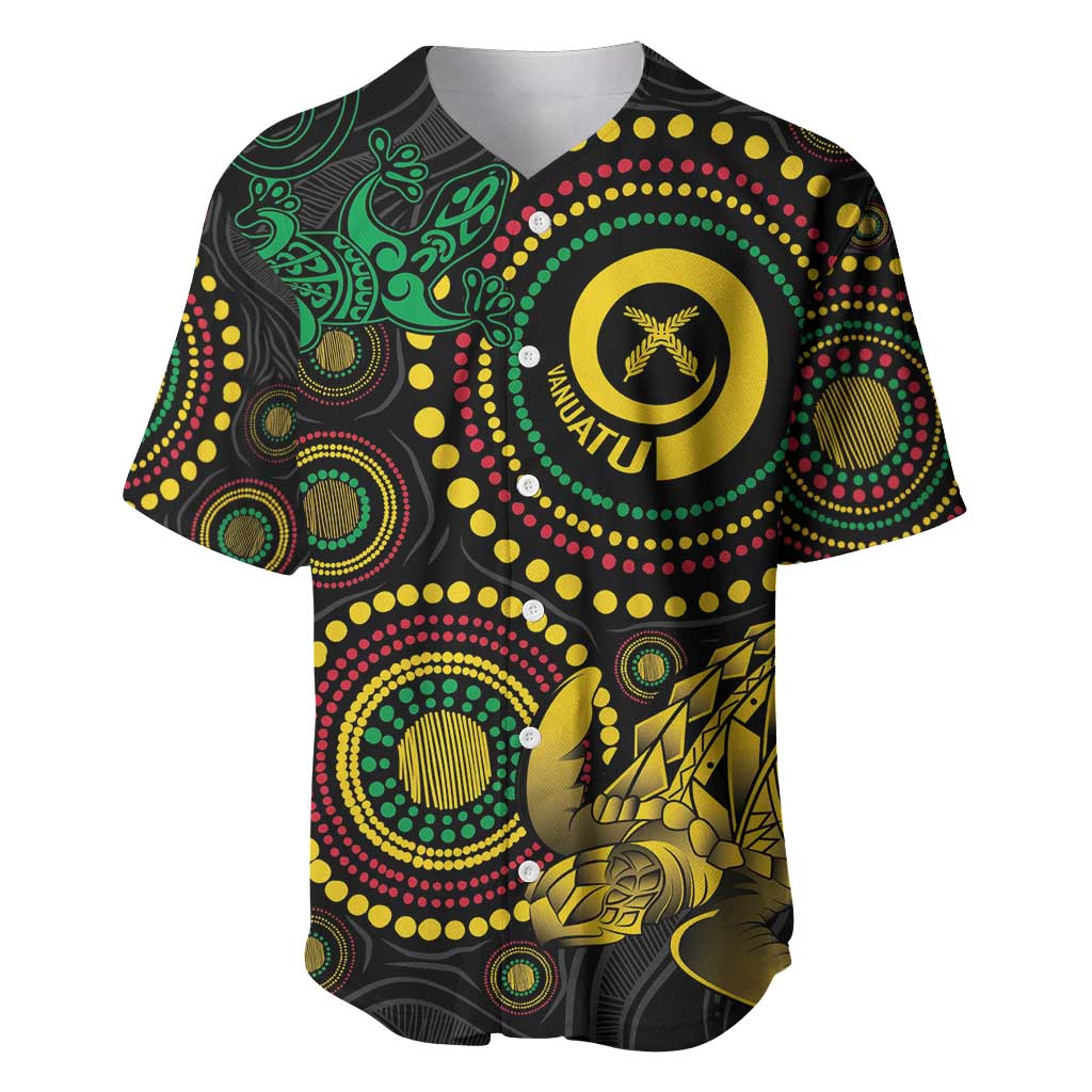Vanuatu Personalized Aboriginal Arts Baseball Jersey Turtle and Iguana Special LT7 Colorful - Polynesian Pride