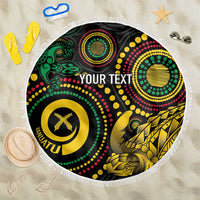 Vanuatu Personalized Aboriginal Arts Beach Blanket Turtle and Iguana Special LT7 One Size 150cm Colorful - Polynesian Pride