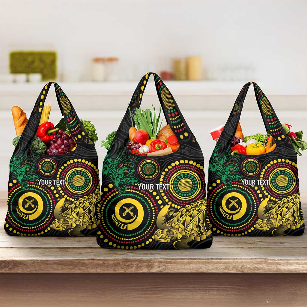 Vanuatu Personalized Aboriginal Arts Grocery Bag Turtle and Iguana Special LT7 3-pack One Size Colorful - Polynesian Pride