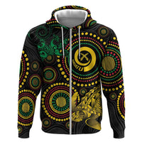 Vanuatu Personalized Aboriginal Arts Hoodie Turtle and Iguana Special LT7 Zip Hoodie Colorful - Polynesian Pride