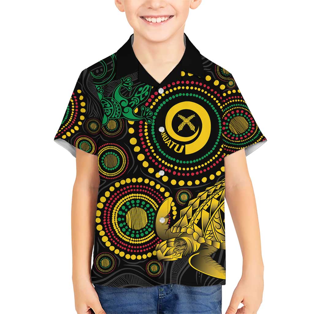 Vanuatu Personalized Aboriginal Arts Kid Hawaiian Shirt Turtle and Iguana Special LT7 Kid Colorful - Polynesian Pride