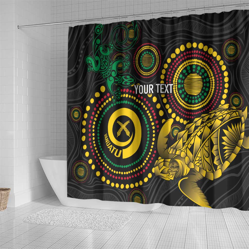 Vanuatu Personalized Aboriginal Arts Shower Curtain Turtle and Iguana Special LT7 - Polynesian Pride