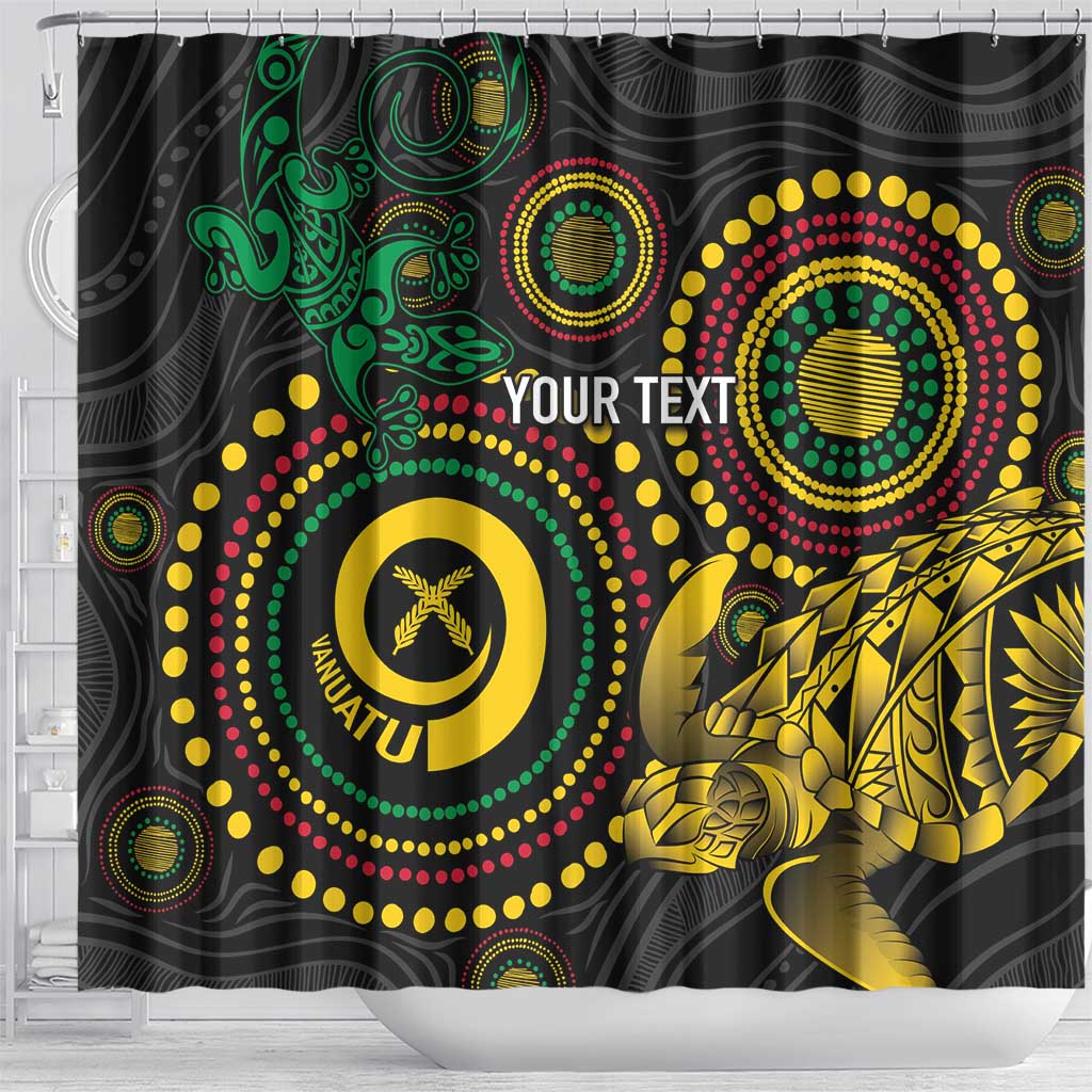 Vanuatu Personalized Aboriginal Arts Shower Curtain Turtle and Iguana Special LT7 - Polynesian Pride