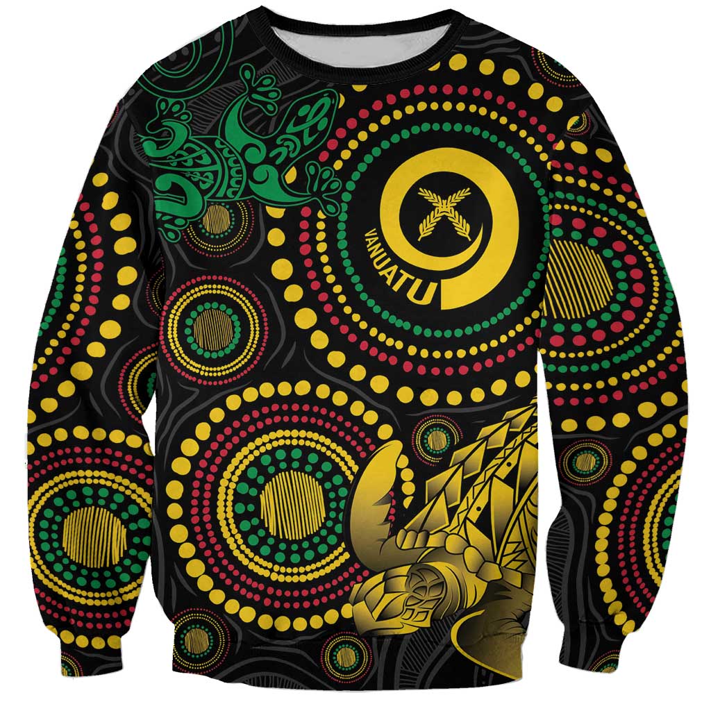 Vanuatu Personalized Aboriginal Arts Sweatshirt Turtle and Iguana Special LT7 Unisex Colorful - Polynesian Pride