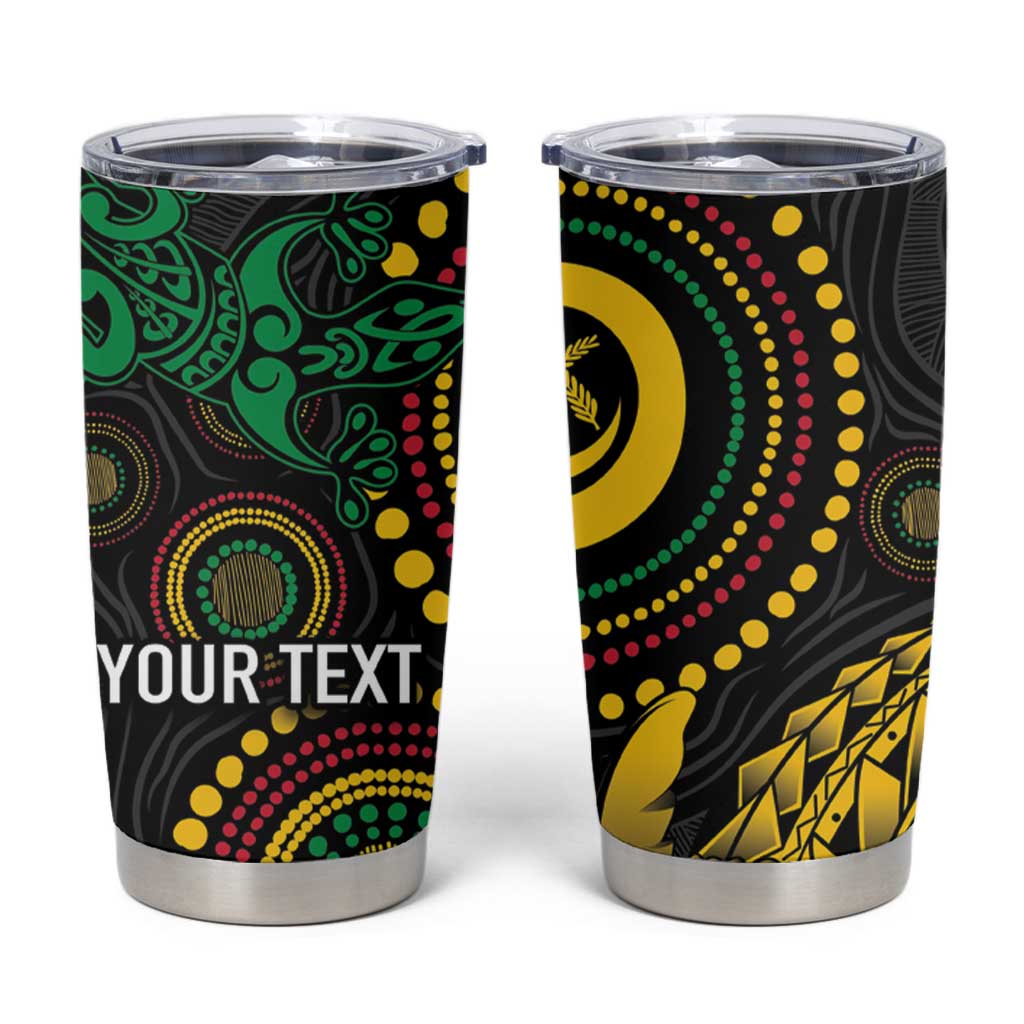 Vanuatu Personalized Aboriginal Arts Tumbler Cup Turtle and Iguana Special LT7 Colorful - Polynesian Pride