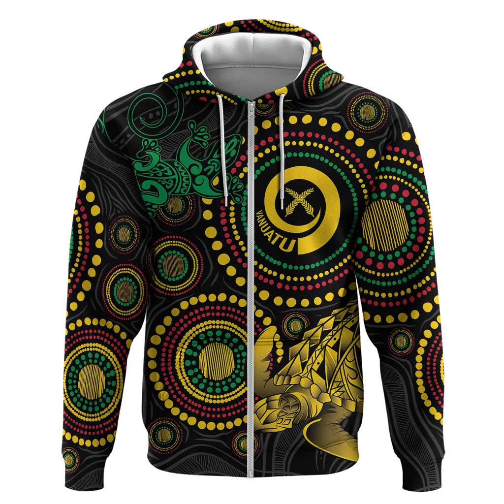 Vanuatu Personalized Aboriginal Arts Zip Hoodie Turtle and Iguana Special LT7 Zip Hoodie Colorful - Polynesian Pride