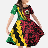 Vanuatu Personalized Tribal Kid Short Sleeve Dress Aboriginal Inspired Mix Style LT7 KID Colorful - Polynesian Pride