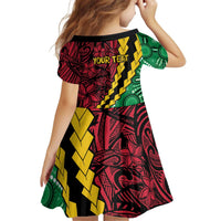 Vanuatu Personalized Tribal Kid Short Sleeve Dress Aboriginal Inspired Mix Style LT7 - Polynesian Pride
