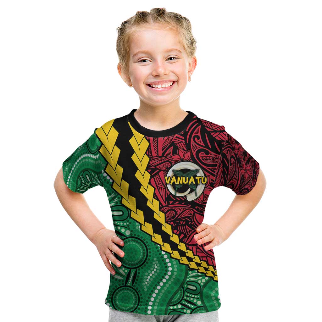 Vanuatu Personalized Tribal Kid T Shirt Aboriginal Inspired Mix Style LT7 Colorful - Polynesian Pride