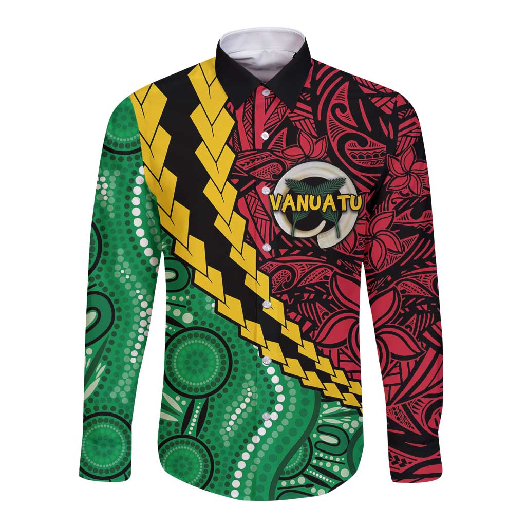 Vanuatu Personalized Tribal Long Sleeve Button Shirt Aboriginal Inspired Mix Style LT7 Unisex Colorful - Polynesian Pride