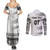 Personalised Fiji Rugby Couples Matching Summer Maxi Dress and Long Sleeve Button Shirts Kaiviti WC 2023 Jersey Replica - White LT7 - Polynesian Pride