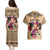 Personalised Polynesian Couples Matching Puletasi Dress and Hawaiian Shirt Dog Lover With Beagle - Sunset At The Beach LT7 - Polynesian Pride