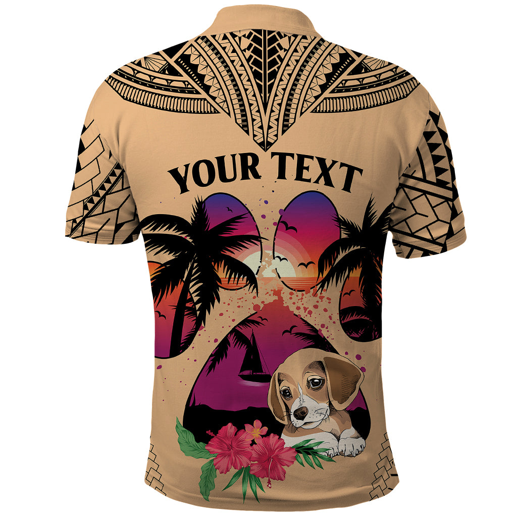 Personalised Polynesian Polo Shirt Dog Lover With Beagle - Sunset At The Beach LT7 - Polynesian Pride