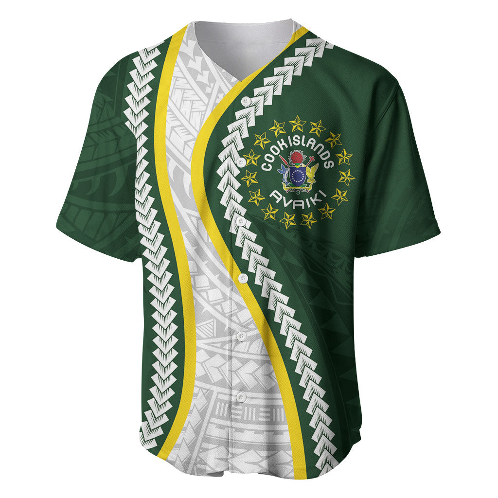 Cook Islands Rugby Personalized Avaiki Baseball Jersey GO Kuki LT7 Green - Polynesian Pride
