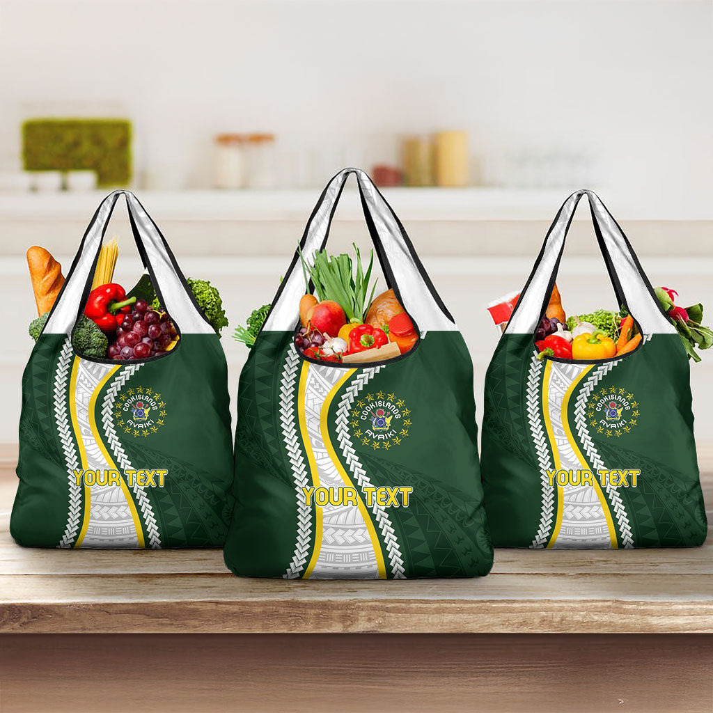 Cook Islands Rugby Personalized Avaiki Grocery Bag GO Kuki LT7 3-pack One Size Green - Polynesian Pride