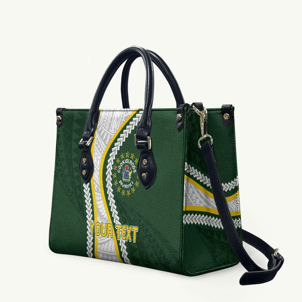 Cook Islands Rugby Personalized Avaiki Leather Bag GO Kuki LT7 Green - Polynesian Pride