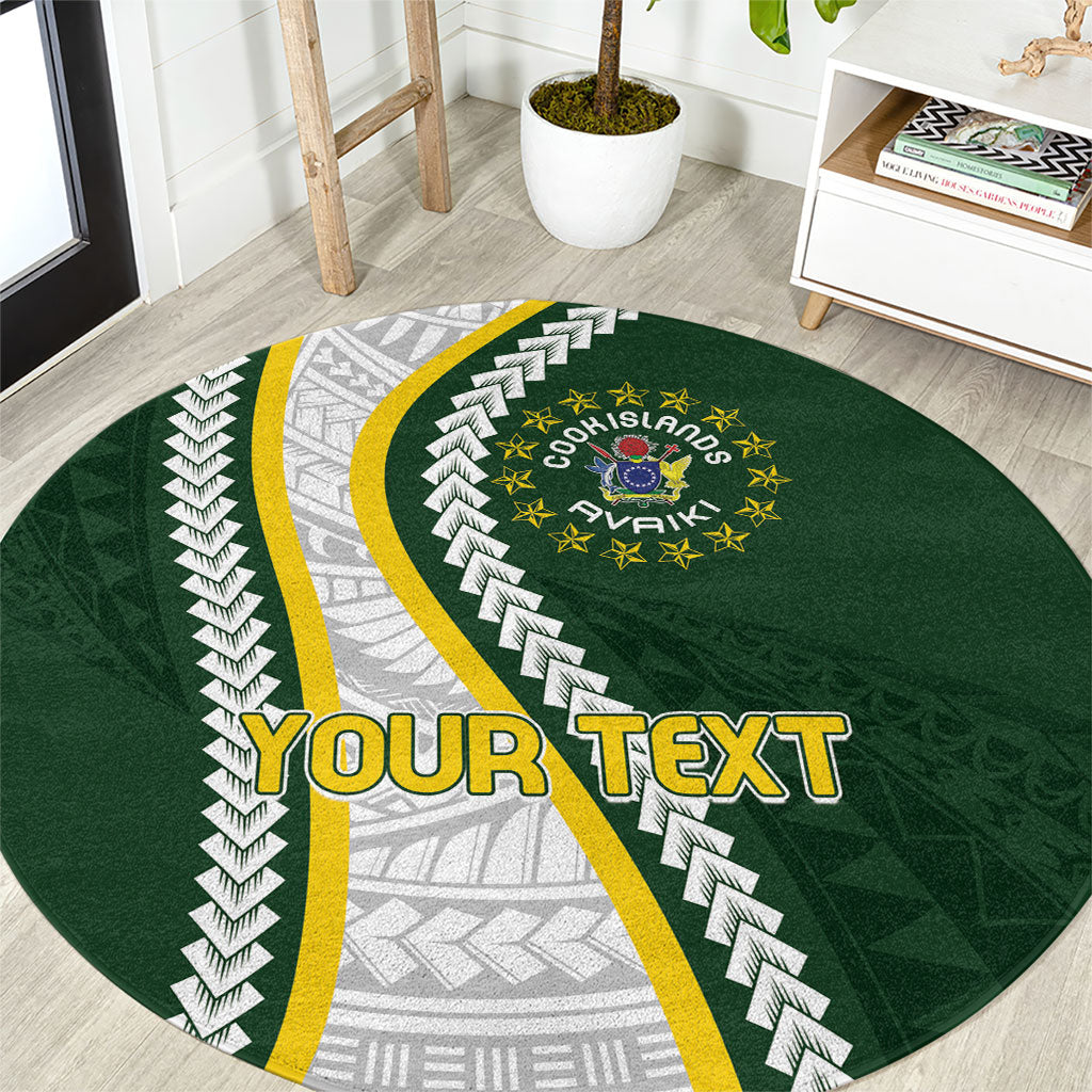 Cook Islands Rugby Personalized Avaiki Round Carpet GO Kuki LT7 Green - Polynesian Pride