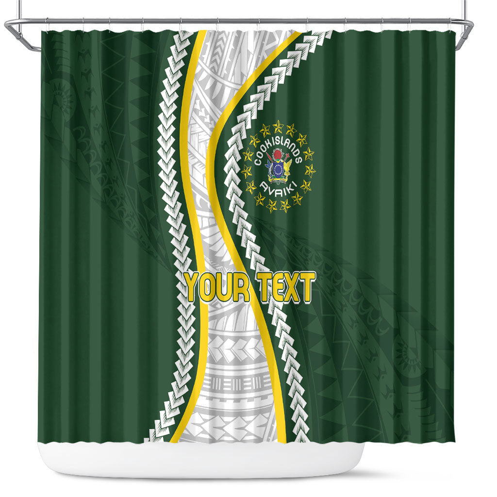 Cook Islands Rugby Personalized Avaiki Shower Curtain GO Kuki LT7 Green - Polynesian Pride