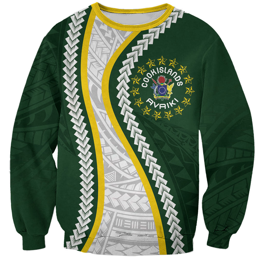 Cook Islands Rugby Personalized Avaiki Sweatshirt GO Kuki LT7 Unisex Green - Polynesian Pride