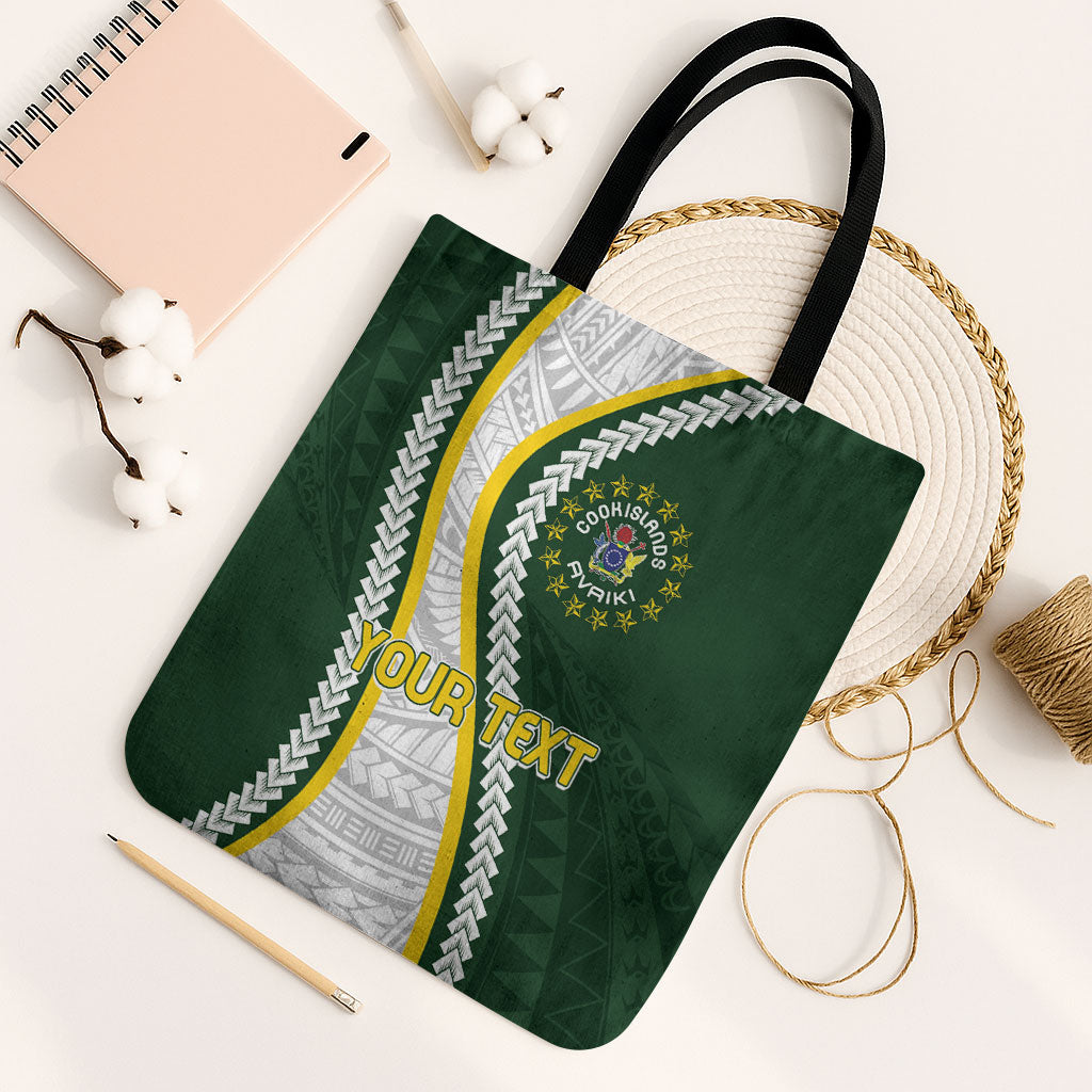 Cook Islands Rugby Personalized Avaiki Tote Bag GO Kuki LT7 Black Strap One Size Green - Polynesian Pride