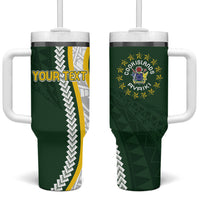Cook Islands Rugby Personalized Avaiki Tumbler With Handle GO Kuki LT7 One Size: 40 oz Green - Polynesian Pride