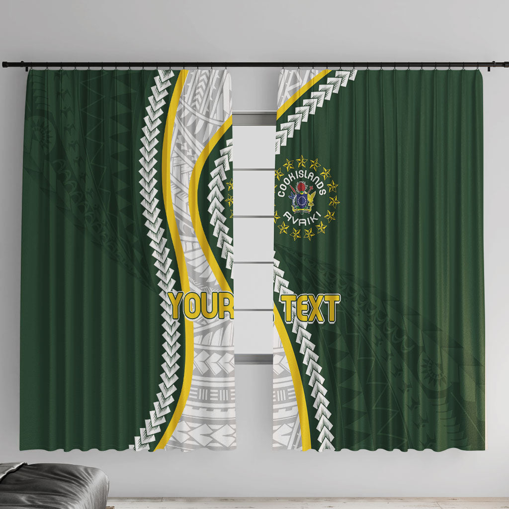 Cook Islands Rugby Personalized Avaiki Window Curtain GO Kuki LT7 With Hooks Green - Polynesian Pride