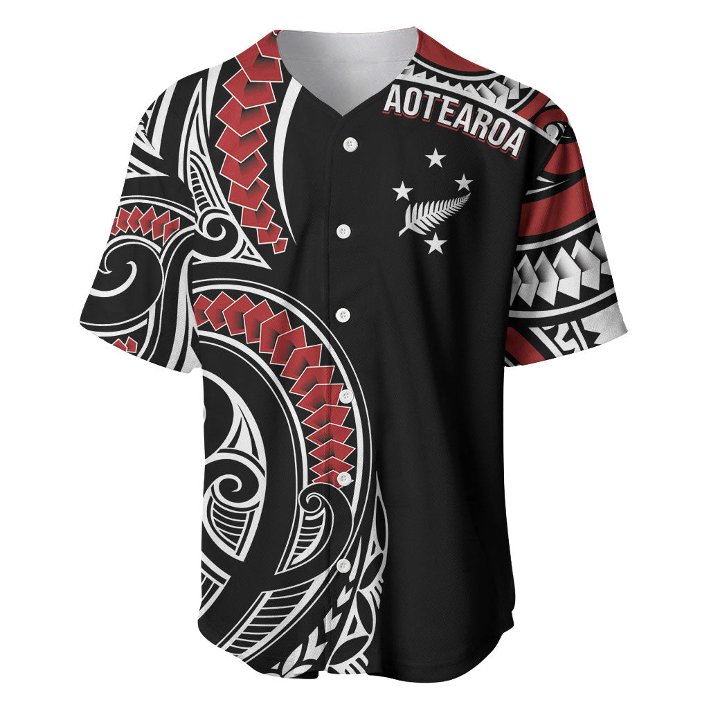 New Zealand Darts Personalized Hei Manaia Baseball Jersey Classic Kowhaiwhai LT7 Black - Polynesian Pride