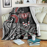 New Zealand Darts Personalized Hei Manaia Blanket Classic Kowhaiwhai LT7 Black - Polynesian Pride