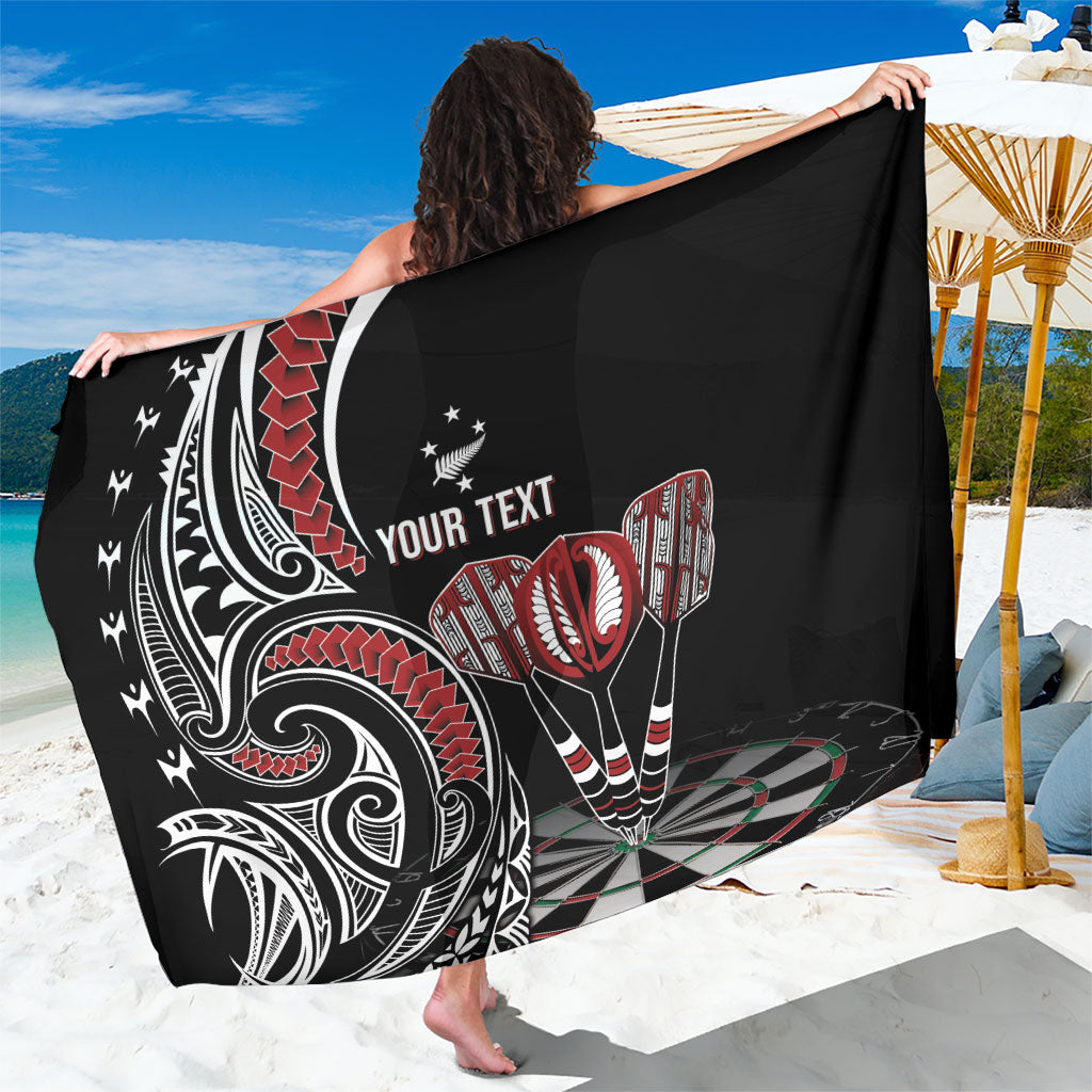 New Zealand Darts Personalized Hei Manaia Sarong Classic Kowhaiwhai LT7 One Size 44 x 66 inches Black - Polynesian Pride