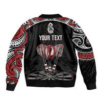 New Zealand Darts Personalized Hei Manaia Sleeve Zip Bomber Jacket Classic Kowhaiwhai LT7 - Polynesian Pride